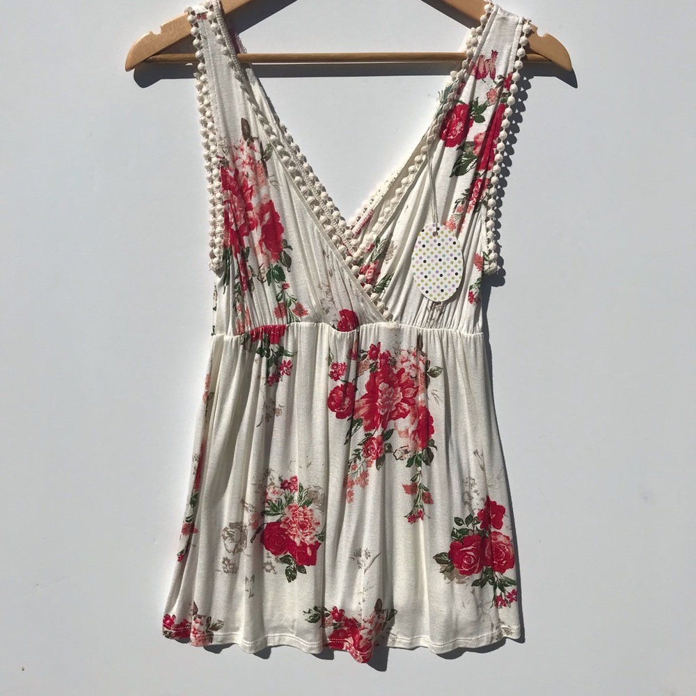 NWT women’s knit floral babydoll tank - Picture 2 of 4